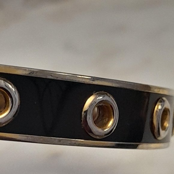 Black and Gold Tone Coach Bangle Bracelet - Picture 11 of 11